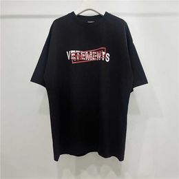 3D Puff Print Vetements T Shirt Men Women 11 Best Quality Purple Letter Top Tees TShirt Q2