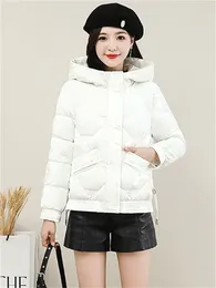 Women's Trench Coats Glossy Beautiful Cute Down Cotton Coat Students Small Girls Hooded Parkas Jacket 2023 Autumn Winter Short Loose Slim