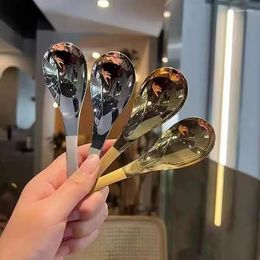 Spoons 1Pc Stainless Steel Spoon Korean Long Handle Tableware Thicken Stirring Ice Meal Household Dinner Dessert Fork