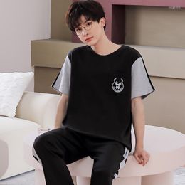 Men's Sleepwear Fashion Male Cotton Pyjamas Summer Homewear Plaid Pants Nightwear Man Pijamas Soft Men Drop Ship 2023