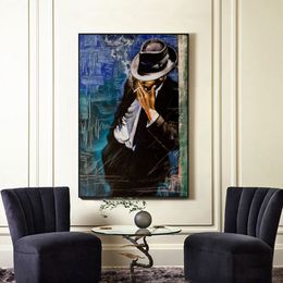 Modern Canvas Wall Art Abstract Posters Handsome Smoking Man Print Oil Painting Pictures On Canvas Living Room Home Decor