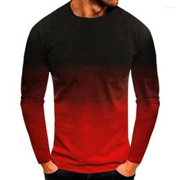 Men's T Shirts Spring And Autumn Gradient Fashion Bottoming Shirt Personalised Round Neck Printing Pullover T-shirt Sports Long Sleeves