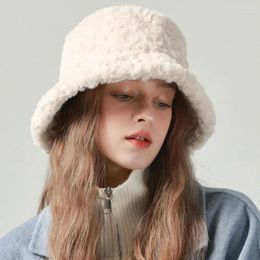 Berets Earmuffs Plush Bucket Hat Leisure Fluffy Beanie Winter Skull Cap All-match Basin Children