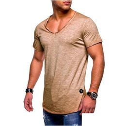 Men'S T-Shirts Mens Tshirts 2022 Arrived Deep V Neck Short Sleeve Men T Shirt Slim Fit Tshirt Skinny Casual Summer Camisetas Hombre Dha4I