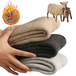 Socks Hosiery Winter Super Thicker Warm Wool Male Men Women Solid Merino Against Cold Snow Terry 231120