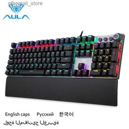 Keyboards AULA F2088 Mechanical Gaming Full Key Programmable Macro Keyboard Anti-ghosting Switch Wire Mixed Light Korea Russian Arabic cap Q231121