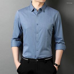 Men's Casual Shirts 2023 Long-sleeved Men Striped Business Bottoming Shirt Zde2244