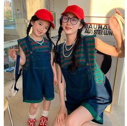 Family Matching Outfits Mom And Daughter Son Matching Clothes Sets Mother Baby Jumpsuit Combination Women's Summer Overalls Girls Boys Clothing Outfits 230421