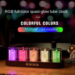 Table Clocks RGB Nixie Proposed Glow Tube Clock Desktop Creative Ornaments Full Colour Multicolor E-sports Digital