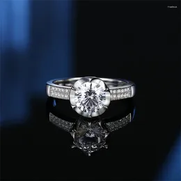 Cluster Rings ToneSherich 2023 Moissanite Flower Shape Full Diamond Ring 1CT Women Elegant Luxury 925 Sterling Silver Girls Party Gift