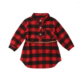 Girl Dresses CitgeeChristmas Born Kids Baby Girls Plaid Princess Party Long Sleeve Dress Autumn Spring Red Cute Clothes