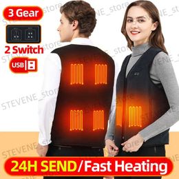 Men's Jackets Fleece Heated Vest Men Women USB Electric Self Heating Vest Husband Warming Heated Jacket Thermal Hunting Clothing Motorcycle T231121