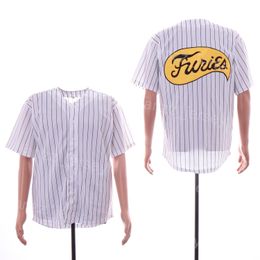 فارغة Moive The Furies البيسبول Jersey Retro Pinstripe White Team Color Cooperstown College Vintage Team Cool Base University Pure Cotton Treptible Stitching