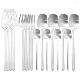 Dinnerware Sets 16Pcs/Set Knives Fork Spoon Tableware Set Matte Cutlery Stainless Steel Party Kitchen Silverware Flatware