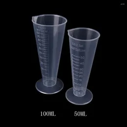 Measuring Tools 50ml / 100ml Transparent Plastic Cone Cup With Scale Graduated Cylinders School Laboratory Kitchen Measure Accessories