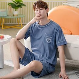 Men's Sleepwear Cotton Summer Thin Men's Pajamas Set Plus Size Short Sleep Tops Pant Male Home Suit Homewear Casual Pyjamas Hombre