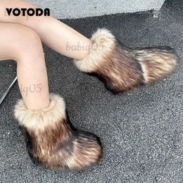 Boots New Winter Faux Fur Boots Women Furry Snow Boots Outdoor Platform Warm Fake Raccoon Fur Ankle Boots Y2K Girls Cute Plush Shoes T231121