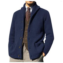 Men's Sweaters Winter Cardigan Sweater Solid Shawl Collar Button Down Cable Knitted Casual Coat Male'S Clothing