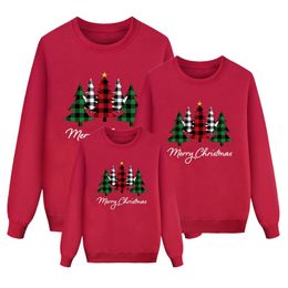 Family Matching Outfits Christmas Pajamas Tree Print Sweatshirt Autumn Winter Long Sleeve Pullovers Top 231121