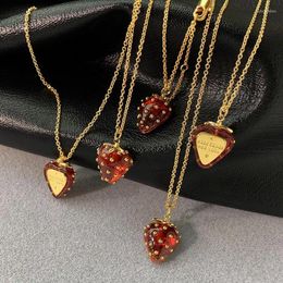 Chains Advanced Red Strawberry Necklace Sweet Clavicle Chain For Women Trend Party Jewellery