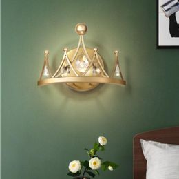 Wall Lamp Bedroom Bedside Net Red Post-modern Luxury Crystal Crown Living Room Television Background