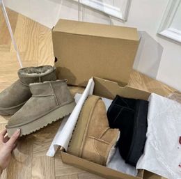 Designer Classic Ultra Mini Boots Snow Boot Platform Women Men Fur Sheepskin Tasman Tazz Chestnut Sand Mustard Seed Beige Driftwood Australian Winter Ankle shoe583