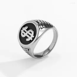 Cluster Rings Megin D Silver Plated Vintage US Dollar Money Rich Symbol Punk Hip Hop For Men Women Couple Friends Gift Fashion Jewelry