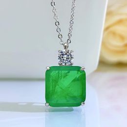Chains 2023 925 Silver Imitation Emerald Pendant Chamfer Square 15 European And American Lucky Necklace