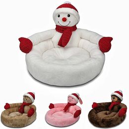 kennels pens Cartoon Christmas Style Dog Bed Soft and Warm Pet Nest for Small and Medium Dogs 231120