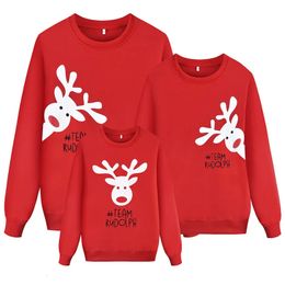 Family Matching Outfits 2024 Christmas Family Matching Outfits Mother Kids Xmas Deer Sweatshirt Autumn Winter Clothes Father Mom Boy Girl Hoodies Look 231121