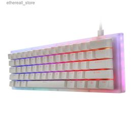 Keyboards GamaKay K61 60% USB RGB Mechanical Keyboard 61 Keys Hot Swappable Translucent Glass Base Gateron Switch ABS Two-color Keycap Q231121