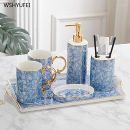 Bath Accessory Set Nordic Light Luxury Bathroom Accessories Merchandise Including Soap Box Cup Toothbrush Holder Dispenser