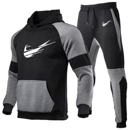 Men tracksuit Casual fashion Hip Hop Polar style long sleeve hoodie and pants Tracksuit pants Running, basketball, soccer men and women y2k1