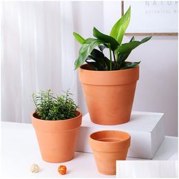 Planters & Pots Low Temperature Ceramic Flower Pots Red Y International Breathable Clay Succent Green Plant Containers Landscape Garde Otd1I