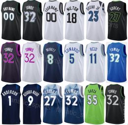 Print Basketball Men Youth Kyle Anderson Jersey 1 City Anthony Edwards 5 Rudy Gobert 27 Karl-Anthony Towns 32 Naz Reid 11 Shake Milton 18 For Sport Fans Top Quality