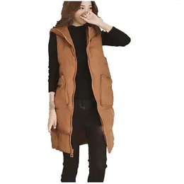 Women's Vests 2023 Autumn And Winter Women Cotton Sleevess Vest Fashion Soild Plus Size Hooded Jacket Warm Puffer