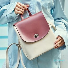 winter hit color cowhide leather shoulder bag backpack European and American fashion wild female bag