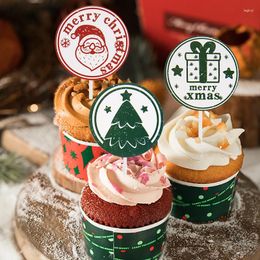 Party Supplies Merry Christmas Tree Cake Toppers Snowman Santa Claus Cupcake Topper Cup For Xmas Year Decoration Tools Noel
