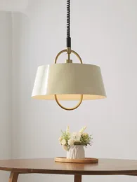 Pendant Lamps Nordic Antique American Style Beige E27 Bulb Lights Living Room Dining French Retro Bedroom Bedside