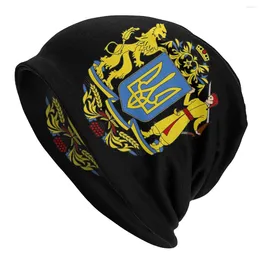 Berets Ukrainian Coat Of Arms Beanie Cap Outdoor Ski Ukraine Beanies Caps Unisex Winter Warm Bonnet Homme Knitting Hats For Men Women