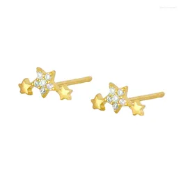 Stud Earrings 925 Sterling Silver Ear Needle Crystal Five-pointed Star For Women Simple Fashion Wedding Jewelry