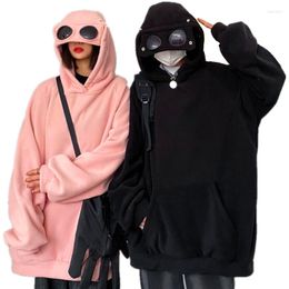 Women's Hoodies 2023 Est Hip Hop Big Pocket Funny Sunglasses Attached Hooded Sweatshirts Fashion Unisex Couple Matching Streetwear