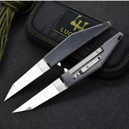 LUOKESI A1897 High End Flipper Folding Knife 100% Real M390 Satin Blade Titanium Alloy/Carbon Fibre Handle Ball Bearing Fast Open EDC Pocket Knives