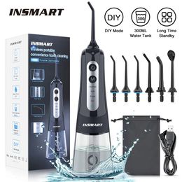 Other Oral Hygiene INSMART Oral Irrigator Dental Water Flosser Teeth Whitening Waterproof Portable Dental Water Jet Floss 300ML Teeth Cleaner 231120