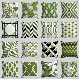 Pillow Case Green Vintage Geometric Pillowcase Throw Cushion Cover For Home Decor Sofa Car