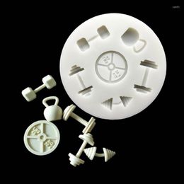 Baking Moulds Dumbbell Fitness Equipment Silicone Fondant Cake Mould Sugarcraft Chocolate Cupcake For The Kitchen Decorating Tools