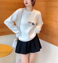 Autumn and winter CC network red with the same spot chest letter embroidered round neck top temperament loose age-reducing pullover knitting