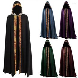 Anime Costumes Halloween Wizard Cloak Mediaeval Man Women Cosplay Costume Long Gothic Knight Hooded Cape Witch Ponchos