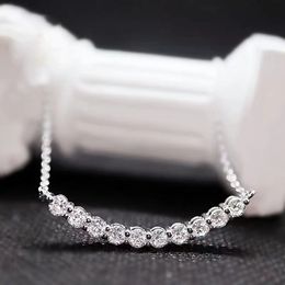 2024 Ins Top Verkauf Lächeln Anhänger Einfacher Modeschmuck 925 Sterling Silber Füllung Rundschliff 3A Kubikzircon CZ Diamant Handgemacht Party Mond Womem Schlüsselbein Halskette Geschenk