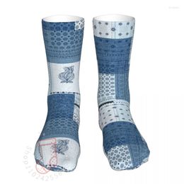 Men's Socks Compression Denim Patwork Paisley Pattern Woman 2023 Female Sports